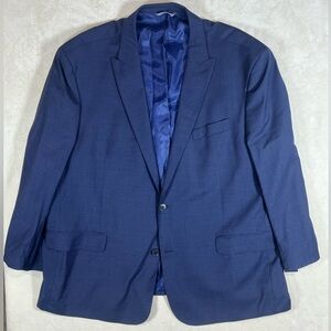 Cole Haan Grand.OS Wool Blend 52R Navy Plaid Sport Coat Men's Blazer